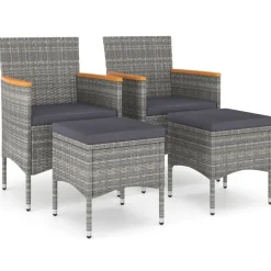 MAISON EXCLUSIVE - Jeu de chaise et tabouret de jardin 4 pcs résine tressée gris
