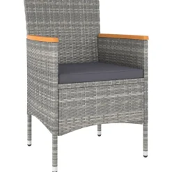 MAISON EXCLUSIVE - Jeu de chaise et tabouret de jardin 4 pcs résine tressée gris