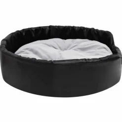 MAISON EXCLUSIVE - Lit chiens noir et gris 90x79x20 cm peluche et similicuir