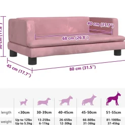 MAISON EXCLUSIVE - Lit pour chien rose 80x45x30 cm velours