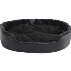 MAISON EXCLUSIVE - Lit pour chiens noir 99x89x21 cm peluche et similicuir