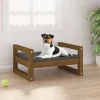 MAISON EXCLUSIVE - Lit pour chien marron miel 55,5x45,5x28 cm bois de pin solide