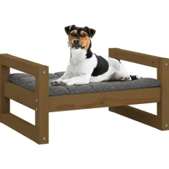 MAISON EXCLUSIVE - Lit pour chien marron miel 55,5x45,5x28 cm bois de pin solide