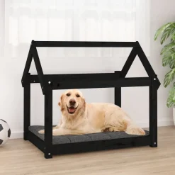 MAISON EXCLUSIVE - Lit pour chien noir 81x60x70 cm bois de pin solide