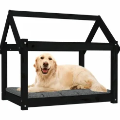 MAISON EXCLUSIVE - Lit pour chien noir 81x60x70 cm bois de pin solide