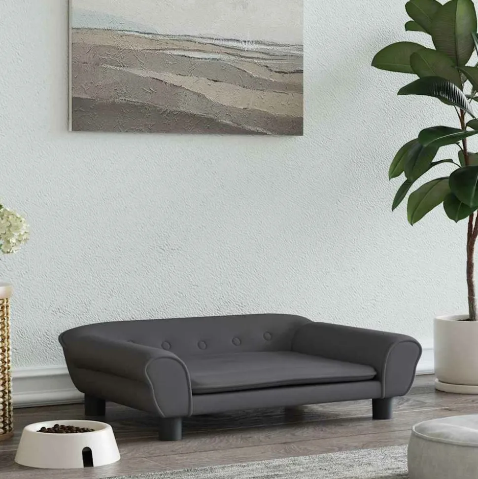 MAISON EXCLUSIVE - Lit pour chien gris foncé 70x48x22 cm velours