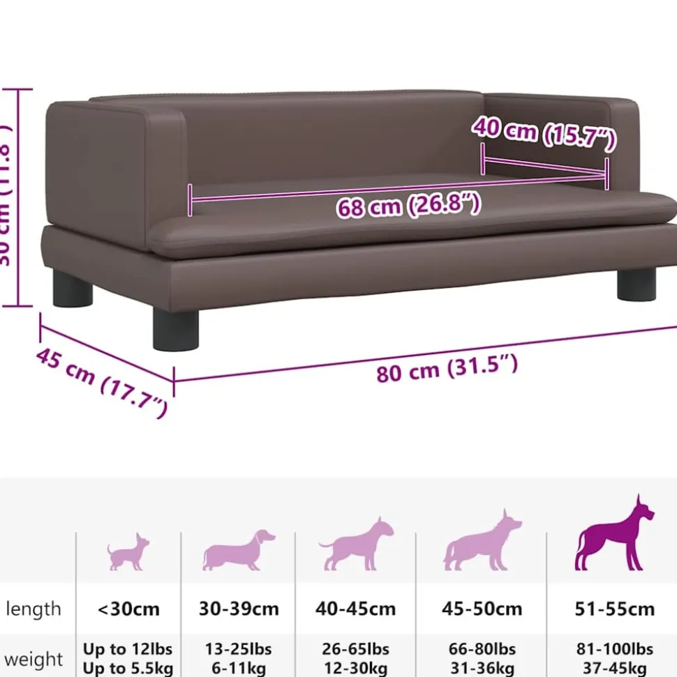 MAISON EXCLUSIVE - Lit pour chien marron 80x45x30 cm similicuir