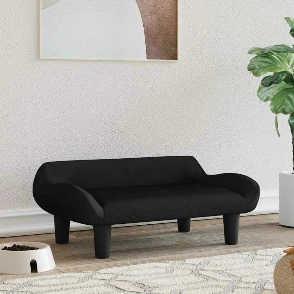 MAISON EXCLUSIVE - Lit pour chien noir 70x40x24 cm velours