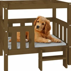 MAISON EXCLUSIVE - Lit pour chien marron miel 75,5x63,5x70 cm bois de pin solide