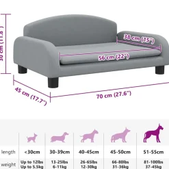 MAISON EXCLUSIVE - Lit pour chien gris clair 70x45x30 cm tissu