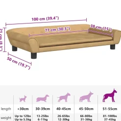 MAISON EXCLUSIVE - Lit pour chien marron 100x50x21 cm velours