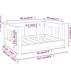 MAISON EXCLUSIVE - Lit pour chien 65,5x50,5x28 cm bois de pin solide