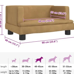 MAISON EXCLUSIVE - Lit pour chien marron 60x40x30 cm velours