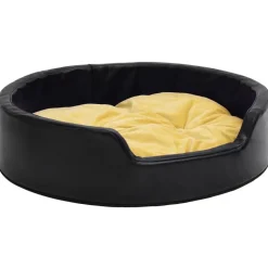 MAISON EXCLUSIVE - Lit pour chiens noir et jaune 99x89x21 cm peluche et similicuir