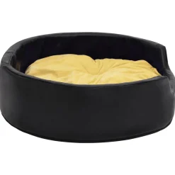 MAISON EXCLUSIVE - Lit pour chiens noir et jaune 99x89x21 cm peluche et similicuir