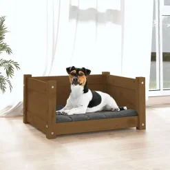 MAISON EXCLUSIVE - Lit pour chien marron miel 55,5x45,5x28 cm bois massif de pin