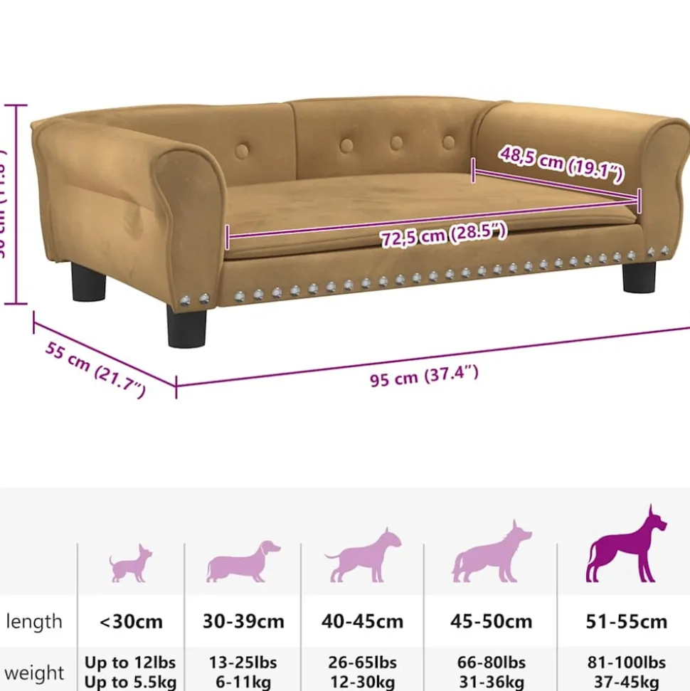 MAISON EXCLUSIVE - Lit pour chien marron 95x55x30 cm velours