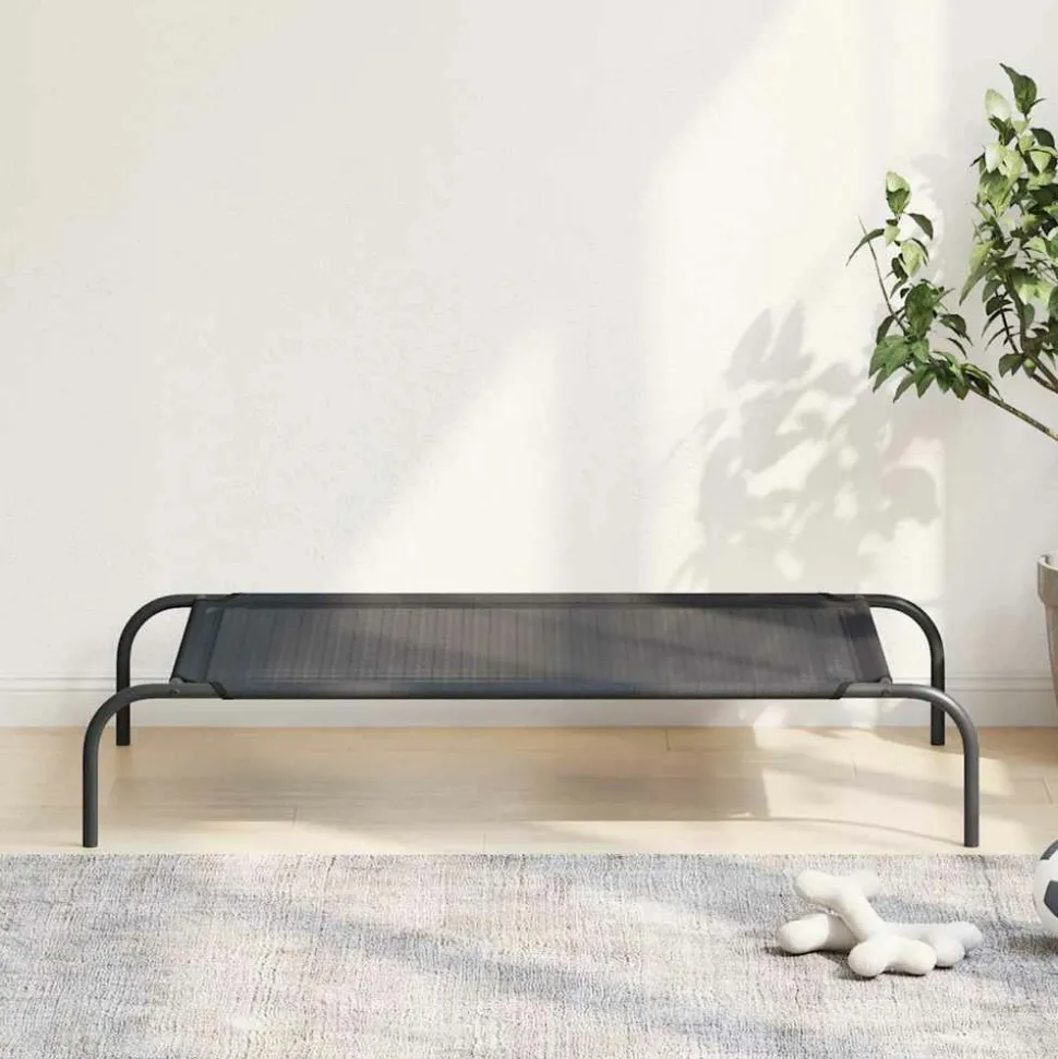 MAISON EXCLUSIVE - Lit surélevé pour chien noir l textilène