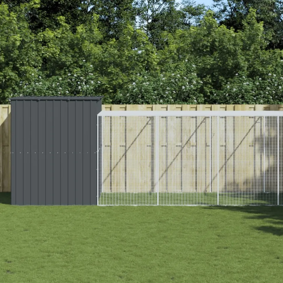 MAISON EXCLUSIVE - Niche pour chien avec cour anthracite 214x1069x181 cm