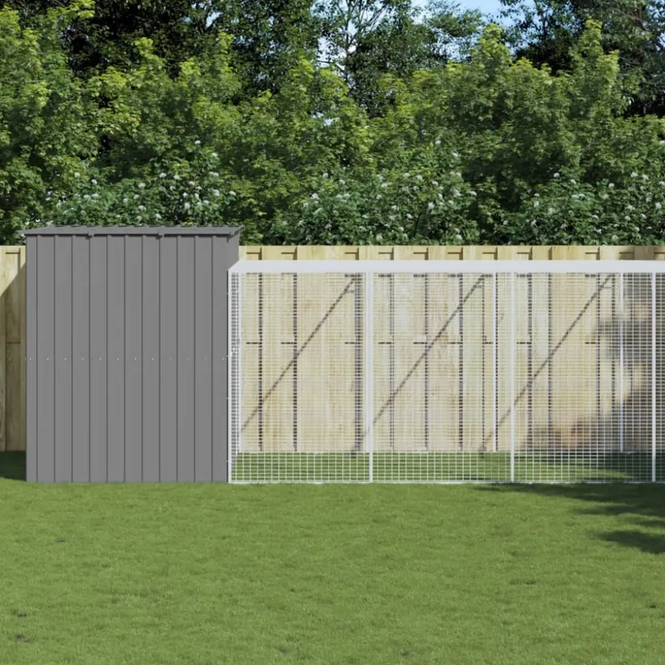 MAISON EXCLUSIVE - Niche pour chien avec cour gris clair 214x865x181 cm