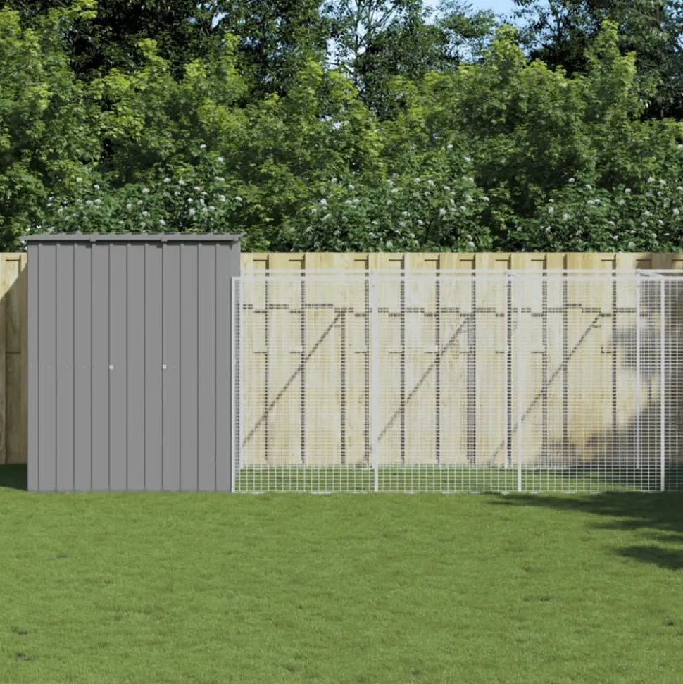 MAISON EXCLUSIVE - Niche pour chien avec cour gris clair 165x1067x181 cm