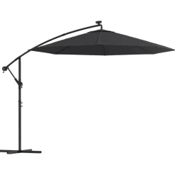 MAISON EXCLUSIVE - Parasol de jardin en porte-à-faux et lumières led mât en acier