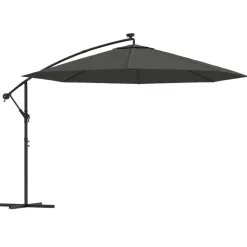 MAISON EXCLUSIVE - Parasol de jardin en porte-à-faux et lumières led mât en métal