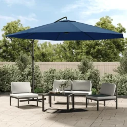 MAISON EXCLUSIVE - Parasol de jardin en porte-à-faux avec mât en aluminium bleu