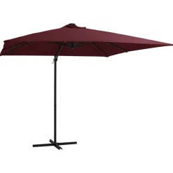 MAISON EXCLUSIVE - Parasol de jardin en porte-à-faux lumières led rouge bordeaux