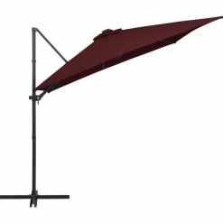 MAISON EXCLUSIVE - Parasol de jardin en porte-à-faux lumières led rouge bordeaux
