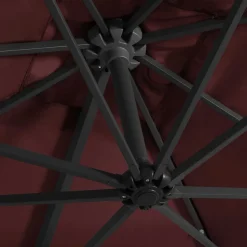 MAISON EXCLUSIVE - Parasol de jardin en porte-à-faux lumières led rouge bordeaux