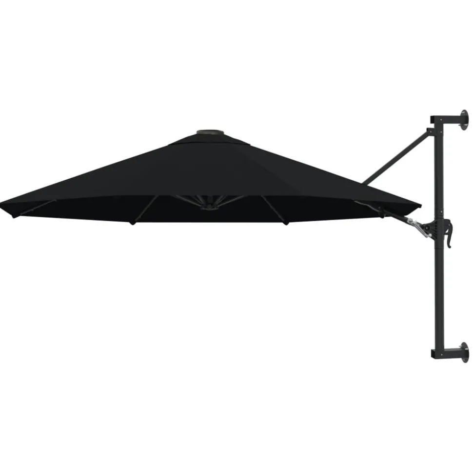 MAISON EXCLUSIVE - Parasol mural avec mât en métal 300 cm noir