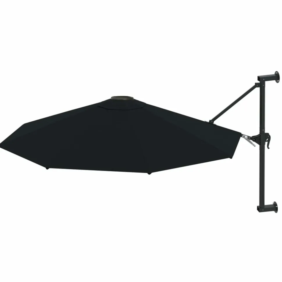 MAISON EXCLUSIVE - Parasol mural avec mât en métal 300 cm noir