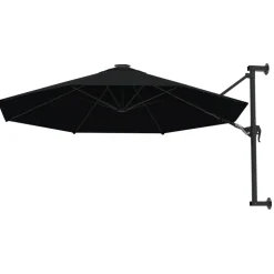 MAISON EXCLUSIVE - Parasol mural avec mât en métal 300 cm noir