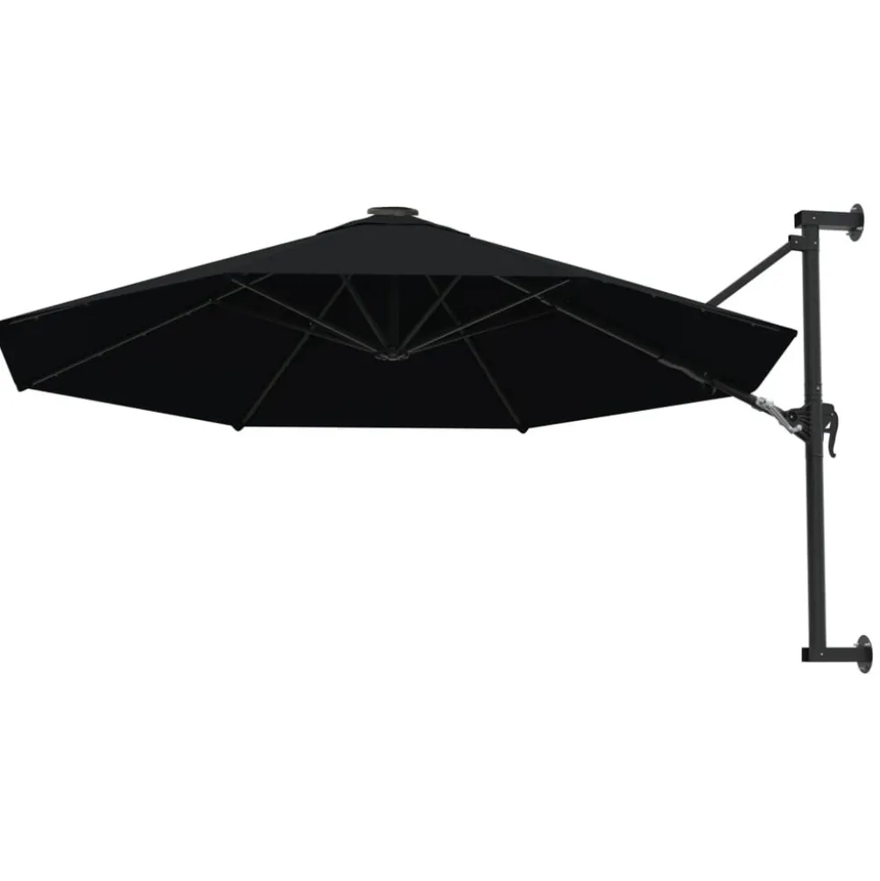 MAISON EXCLUSIVE - Parasol mural avec mât en métal 300 cm noir