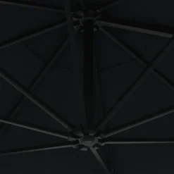 MAISON EXCLUSIVE - Parasol mural avec mât en métal 300 cm noir