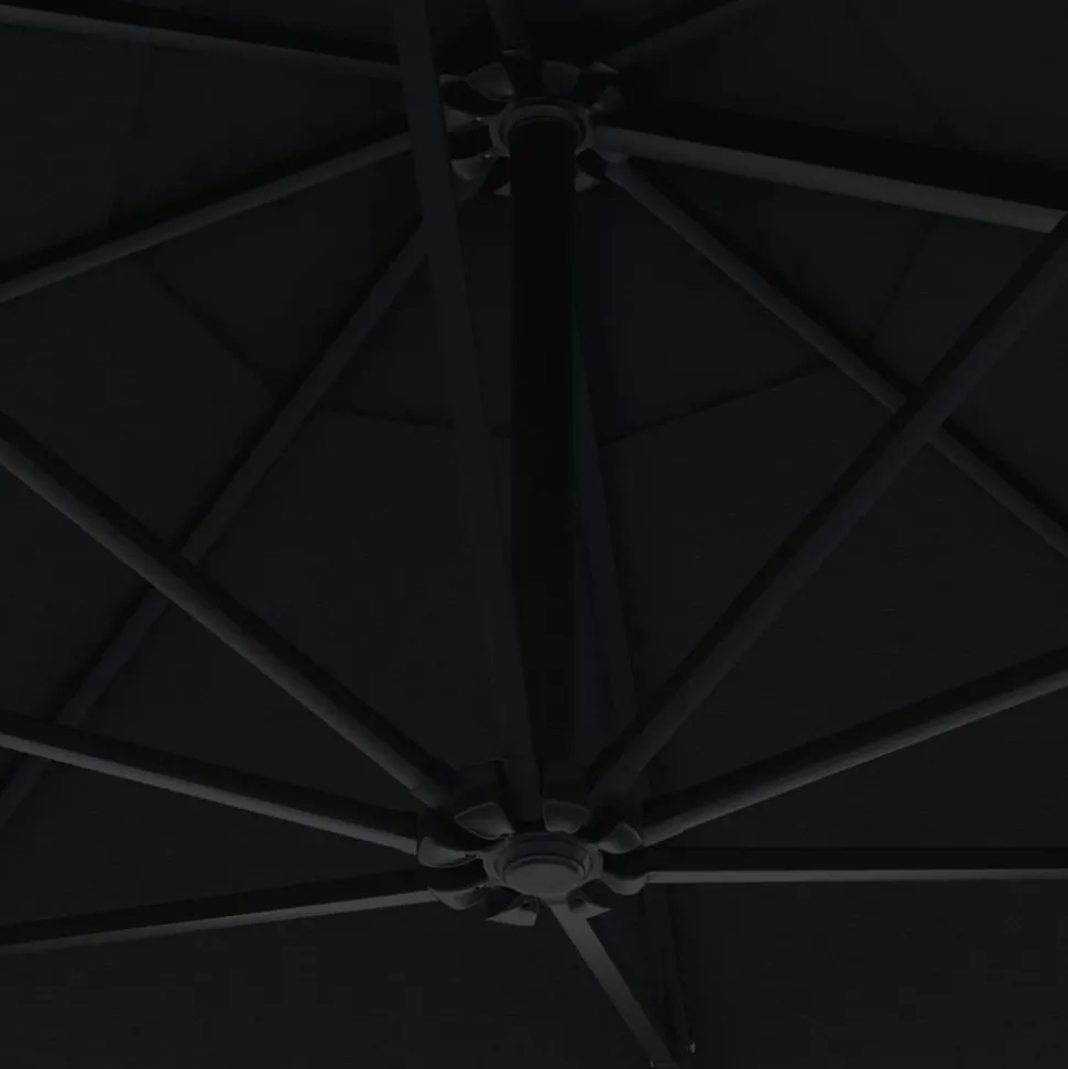 MAISON EXCLUSIVE - Parasol mural avec mât en métal 300 cm noir