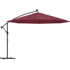 MAISON EXCLUSIVE - Parasol de jardin en porte-à-faux lumières led rouge bordeaux