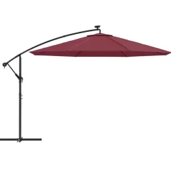 MAISON EXCLUSIVE - Parasol de jardin en porte-à-faux lumières led rouge bordeaux