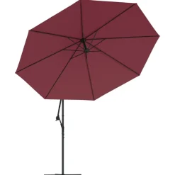 MAISON EXCLUSIVE - Parasol de jardin en porte-à-faux lumières led rouge bordeaux