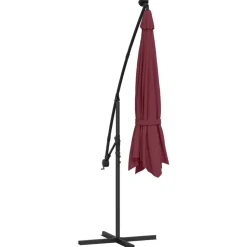 MAISON EXCLUSIVE - Parasol de jardin en porte-à-faux lumières led rouge bordeaux