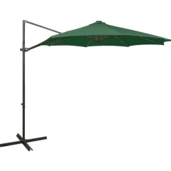 MAISON EXCLUSIVE - Parasol de jardin en porte-à-faux et mât et lumières led vert