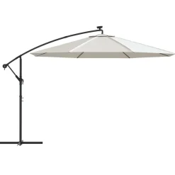MAISON EXCLUSIVE - Parasol de jardin en porte-à-feux et lumières led mât en métal