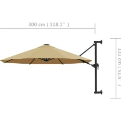 MAISON EXCLUSIVE - Parasol mural avec mât métallique 300 cm taupe