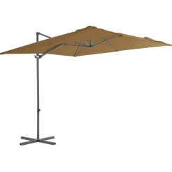 MAISON EXCLUSIVE - Parasol de jardin en porte-à-faux avec mât en acier taupe