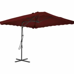 MAISON EXCLUSIVE - Parasol de jardin et mât en acier rouge bordeaux 250x250x230 cm