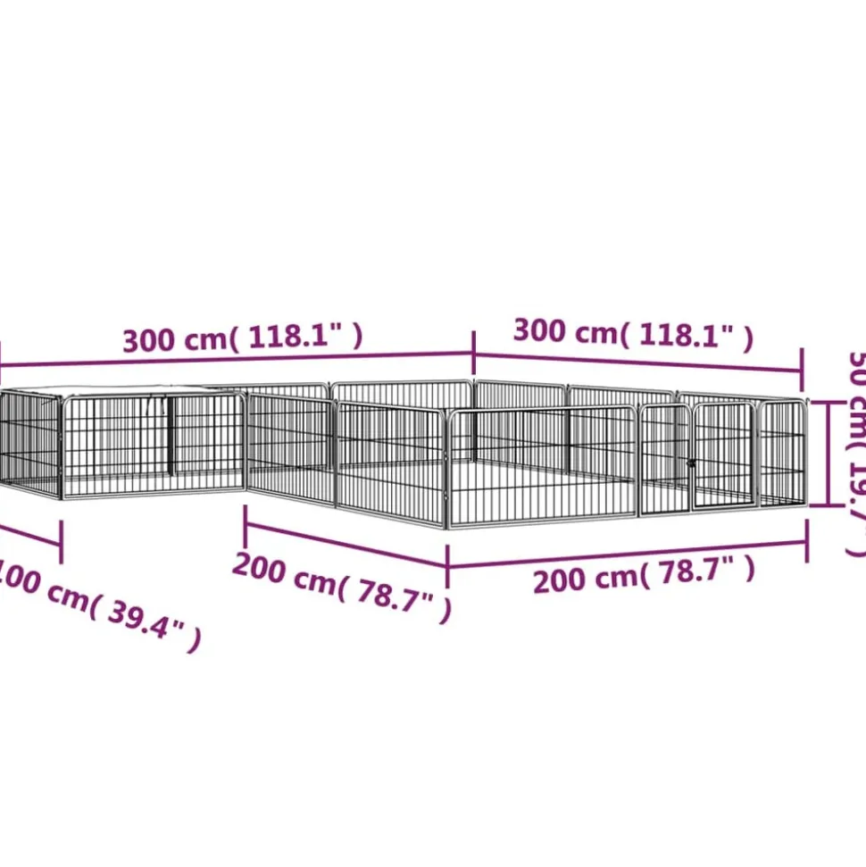 MAISON EXCLUSIVE - Parc pour chien 12panneaux noir 100x50cm acier enduit de poudre