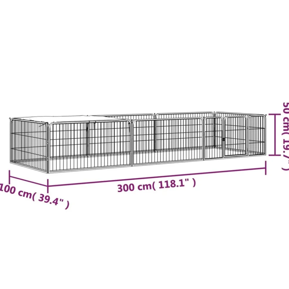 MAISON EXCLUSIVE - Parc pour chien 8 panneaux noir 100x50cm acier enduit de poudre