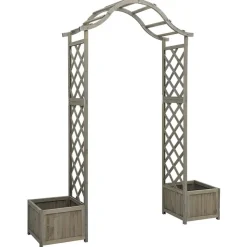 MAISON EXCLUSIVE - Pergola de jardin avec jardinière gris bois pin massif