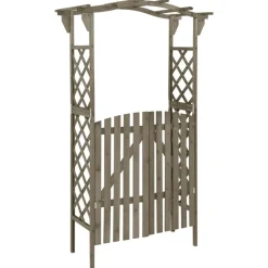 MAISON EXCLUSIVE - Pergola avec portail 116x40x204 cm gris bois de sapin massif